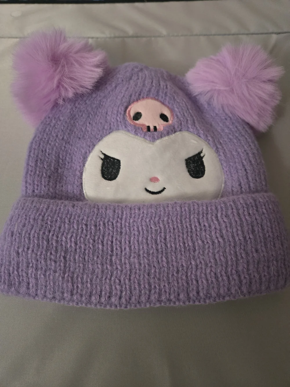 Purple Character Pom-Pom Kids Beanie Hat